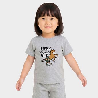 Keepin The West Wild Horse - Toddler Crew Shorts Set