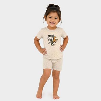 Keepin The West Wild Horse - Toddler Crew Shorts Set