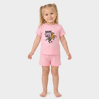 Keepin The West Wild Horse - Toddler Crew Shorts Set