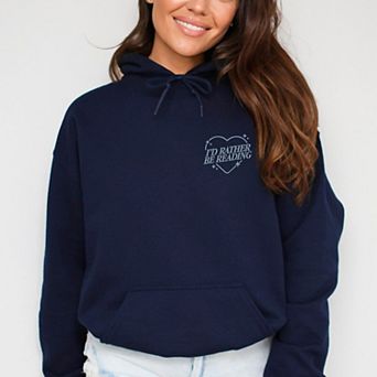 Embroidered I'd Rather Be Reading - Women's Graphic Hoodie