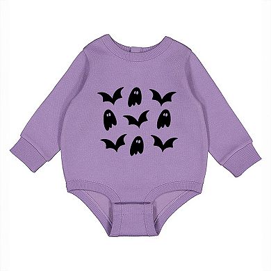 Ghosts and Bats Stacked - Infant Fleece BodySuit