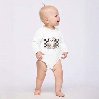 Checkered Ghost Rose - Infant Fleece BodySuit