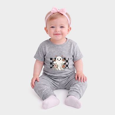 Checkered Ghost Rose - Infant Jogger Pant Crew Set
