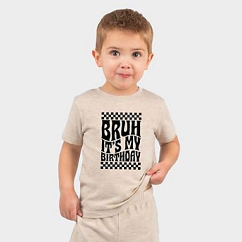 Bruh It's My Birthday Checkered - Toddler Crew Shorts Set