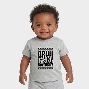 Bruh It's My Birthday Checkered - Infant Jogger Pant Crew Set