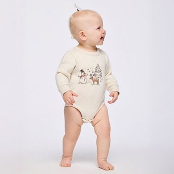 Deer Snowman Scene - Infant Fleece BodySuit