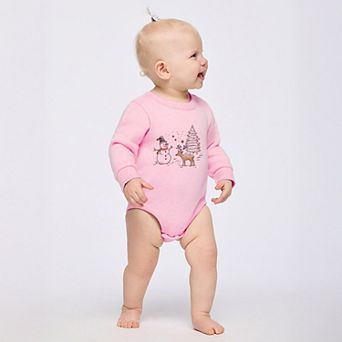 Deer Snowman Scene - Infant Fleece BodySuit