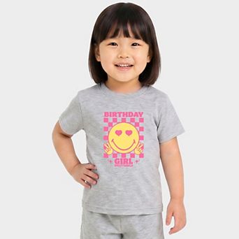SmileyWorld Birthday Girl Checkered - Toddler Crew Shorts Set