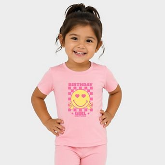 SmileyWorld Birthday Girl Checkered - Toddler Crew Shorts Set