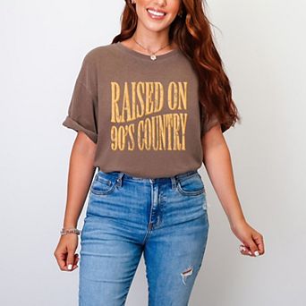 Raised on 90s Country Distressed - Women's Garment Dyed Graphic T-Shirt
