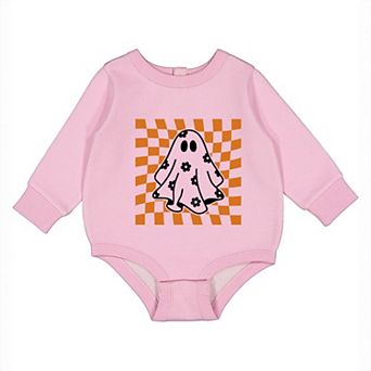 Checkered Flower Ghost - Infant Fleece BodySuit