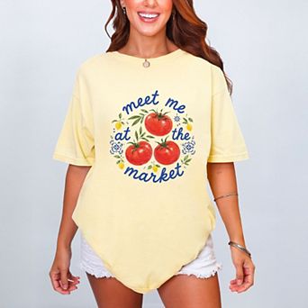 Meet Me at the Market Tomatoes - Women's Garment Dyed Graphic T-Shirt