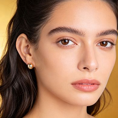 18K Gold Plated Polished Ball Stud Earrings 3 to 10mm Five Pieces Set