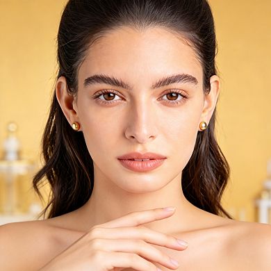 18K Gold Plated Polished Ball Stud Earrings 3 to 10mm Five Pieces Set