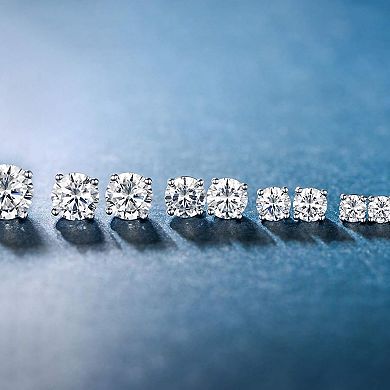 18K White Gold Plated Four claw CZ Stud Earrings 6 Pairs
