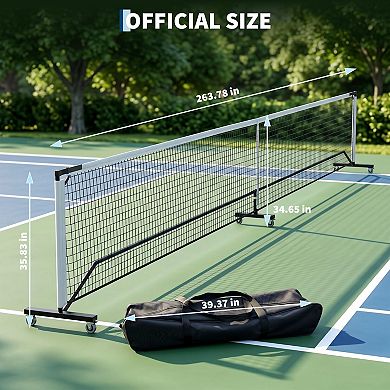 Portable Pickleball Net 22FT Regulation with Locking Wheels, Heavy Duty PE Net,Carry Bag, Easy Setup