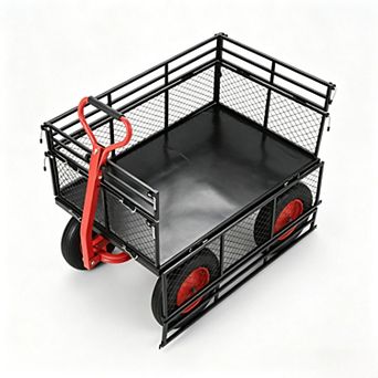Heavy Duty Steel Garden Cart, 1400 lbs Capacity, 16 Inch All-Terrain Tires