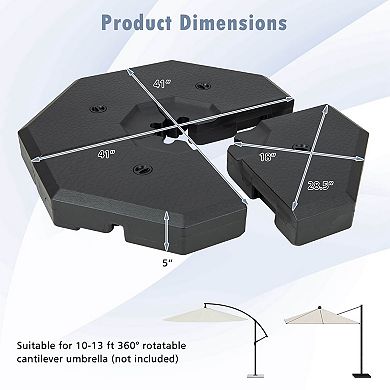 Costway 4PCS Patio Cantilever Offset Umbrella Weights Base Plate Set