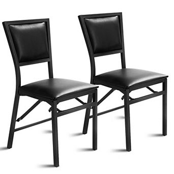 Costway Set of 2 Metal Folding Chair Furniture Black Dining Chairs Home Restaurant