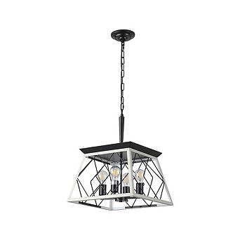 Farmhouse Chandelier 4-Light Rustic Pendant Light for Dining Room (No Bulbs)