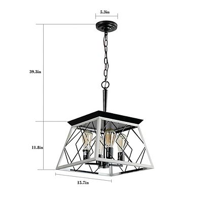 Farmhouse Chandelier 4-Light Rustic Pendant Light for Dining Room (No Bulbs)