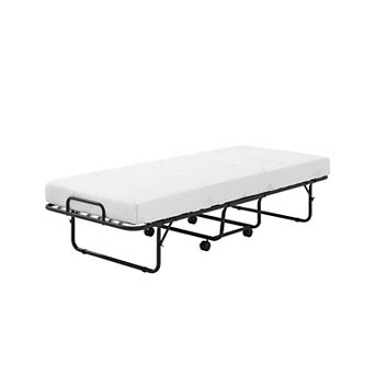 Costway Folding Bed with Mattress 74" x 31" Cot Size Rolling Guest Bed Space Saving