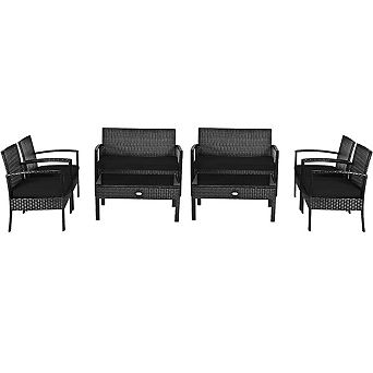 Costway 8 pc Outdoor Patio Rattan Furniture Set Cushioned Sofa Coffee Table Garden Deck