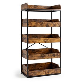 Costway 5 tier Food Storage Rack, Retail Snack Display Shelf with 4 Pull-out Drawers