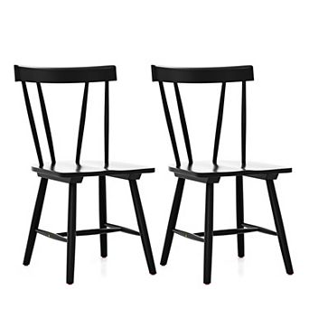 Costway Dining Chairs Set of 2 Windsor Chairs Wood Armless Chairs with Solid Rubber Wood