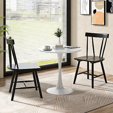 Costway Dining Chairs Set of 2 Windsor Chairs Wood Armless Chairs with Solid Rubber Wood