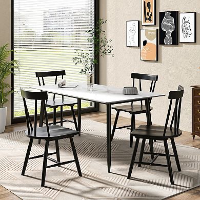 Costway Dining Chairs Set of 2 Windsor Chairs Wood Armless Chairs with Solid Rubber Wood