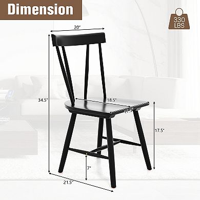 Costway Dining Chairs Set of 2 Windsor Chairs Wood Armless Chairs with Solid Rubber Wood