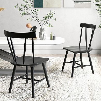 Costway Dining Chairs Set of 2 Windsor Chairs Wood Armless Chairs with Solid Rubber Wood
