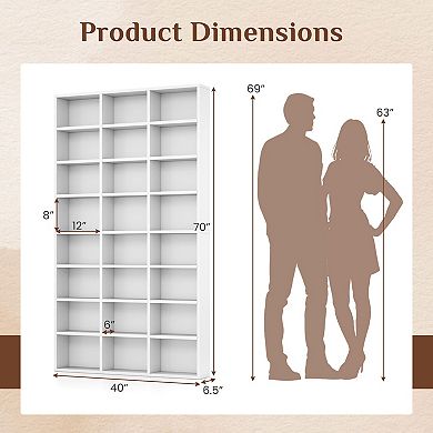 Costway 70” Tall Bookshelf, 24 Cube Storage Organizer Bookcase with Adjustable Shelves