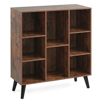 Costway 8-Cube Bookshelf, 3 tier Bookcase with Elevated Metal Legs for Living Room & Office