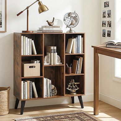 Costway 8-Cube Bookshelf, 3-Tier Bookcase with Elevated Metal Legs for Living Room & Office