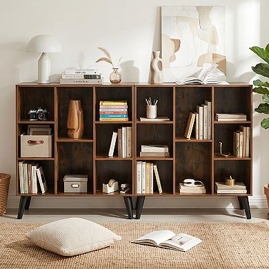 Costway 8-Cube Bookshelf, 3-Tier Bookcase with Elevated Metal Legs for Living Room & Office