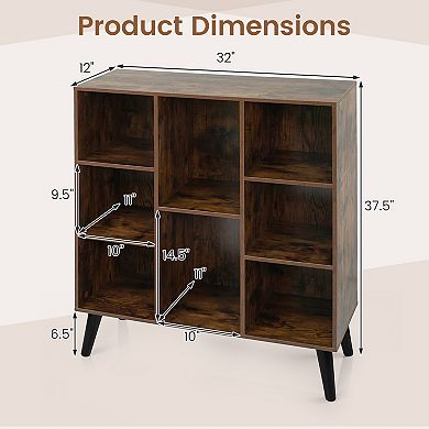 Costway 8-Cube Bookshelf, 3-Tier Bookcase with Elevated Metal Legs for Living Room & Office