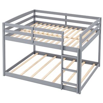 Costway Full Over Full Bunk Bed with Full-length Guardrails & Integrated Ladder