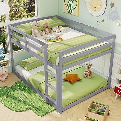 Costway Full Over Full Bunk Bed with Full-length Guardrails & Integrated Ladder