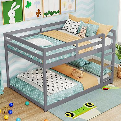 Costway Full Over Full Bunk Bed with Full-length Guardrails & Integrated Ladder