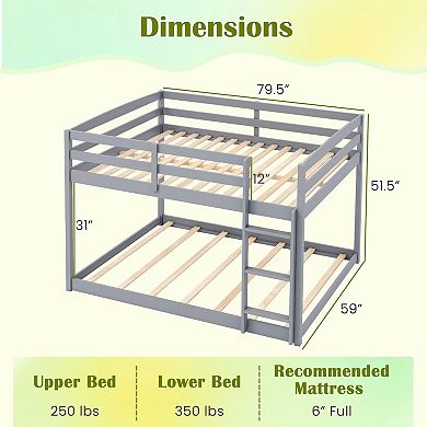 Costway Full Over Full Bunk Bed with Full-length Guardrails & Integrated Ladder