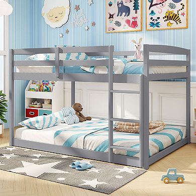 Costway Full Over Full Bunk Bed with Full-length Guardrails & Integrated Ladder