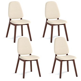 Costway Modern Dining Chair Set with Upholstered Backrest Seat Linen Fabric for Room