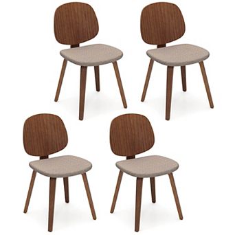 Costway Modern Dining Chair Set Chenille Kitchen Chair Armless Side Dinette Chairs