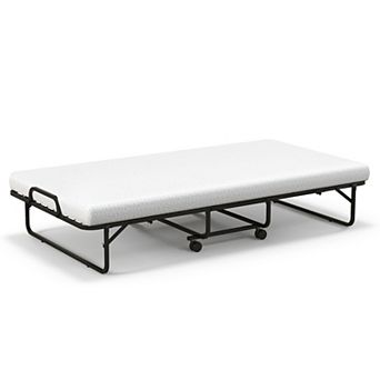 Costway Heavy Duty Foldable Bed Metal Guest Bed Daybed with 4 inch Mattress Memory Foam