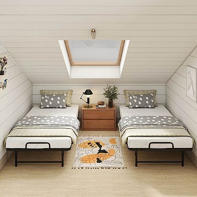 Costway Twin Size Folding Bed with 5-Inch Mattress, Memory Foam Mattress & Metal Slat Frame