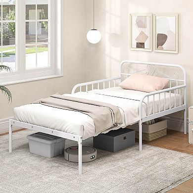 Costway Metal Daybed Extendable Daybed to Twin Size Bed Heavy Duty Slats Support Sofa Bed