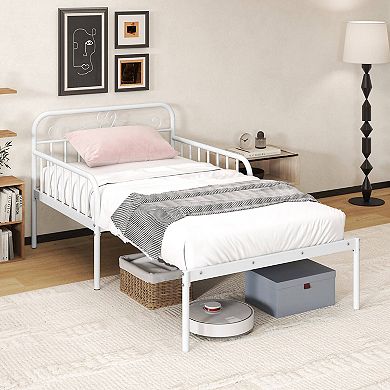Costway Metal Daybed Extendable Daybed to Twin Size Bed Heavy Duty Slats Support Sofa Bed