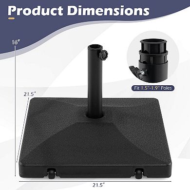 Costway Fillable Umbrella Base 90 LBS Heavy Duty with 2 Wheels, Water/Sand Filled
